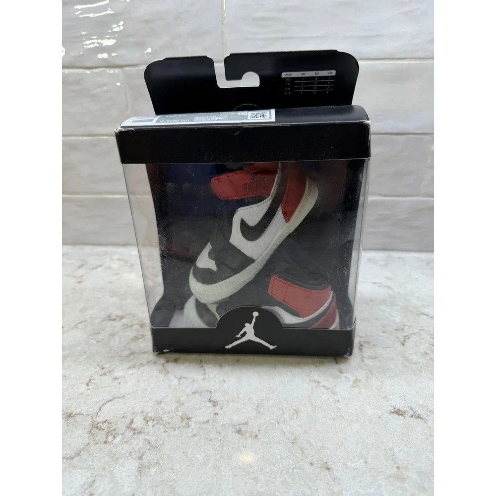 Nike Sky Jordan 1 Crib Bootie Black Varsity Red White‎  Size 3C New, NWOT